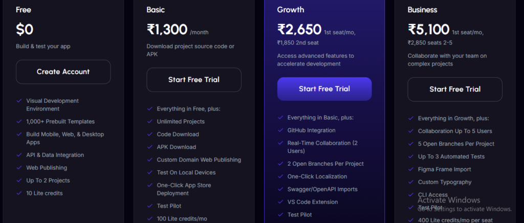FlutterFlow Pricing