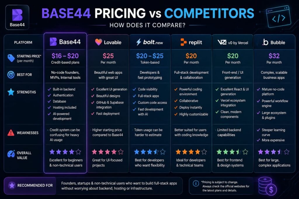 Base44 Pricing vs. Competitors: How Does It Compare?