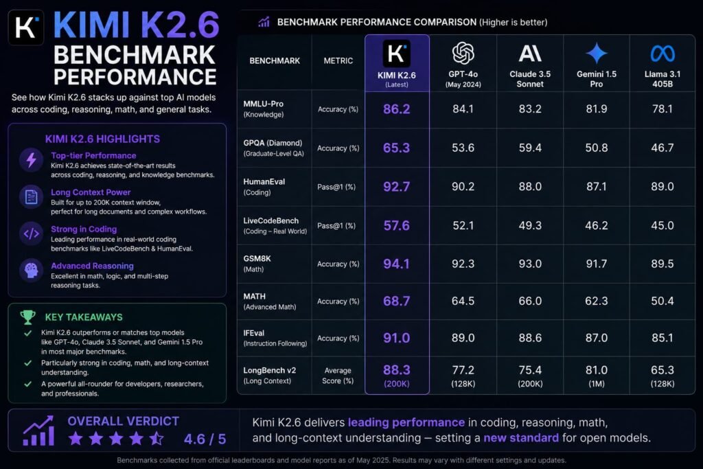 kimi k2.6 Benchmark Performance