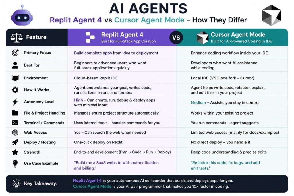 Replit Agent 4 and Cursor Agent Mode 