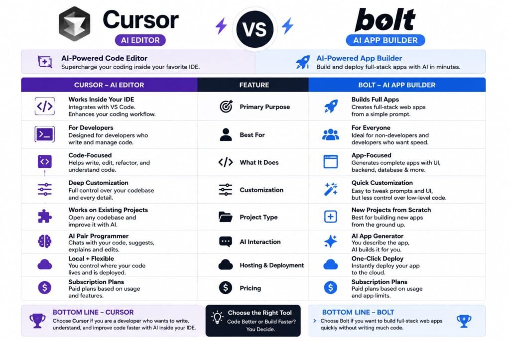 cursor ai vs bolt