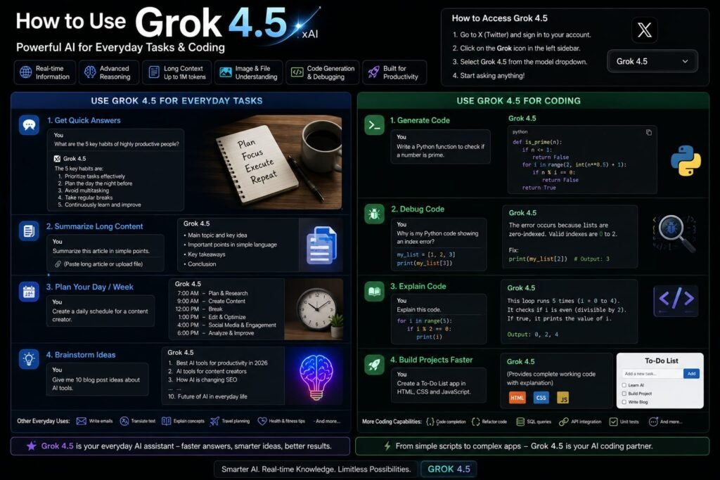 grok 4.5 uses