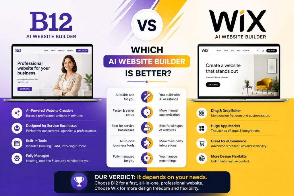 b12 vs wix ai website builder
