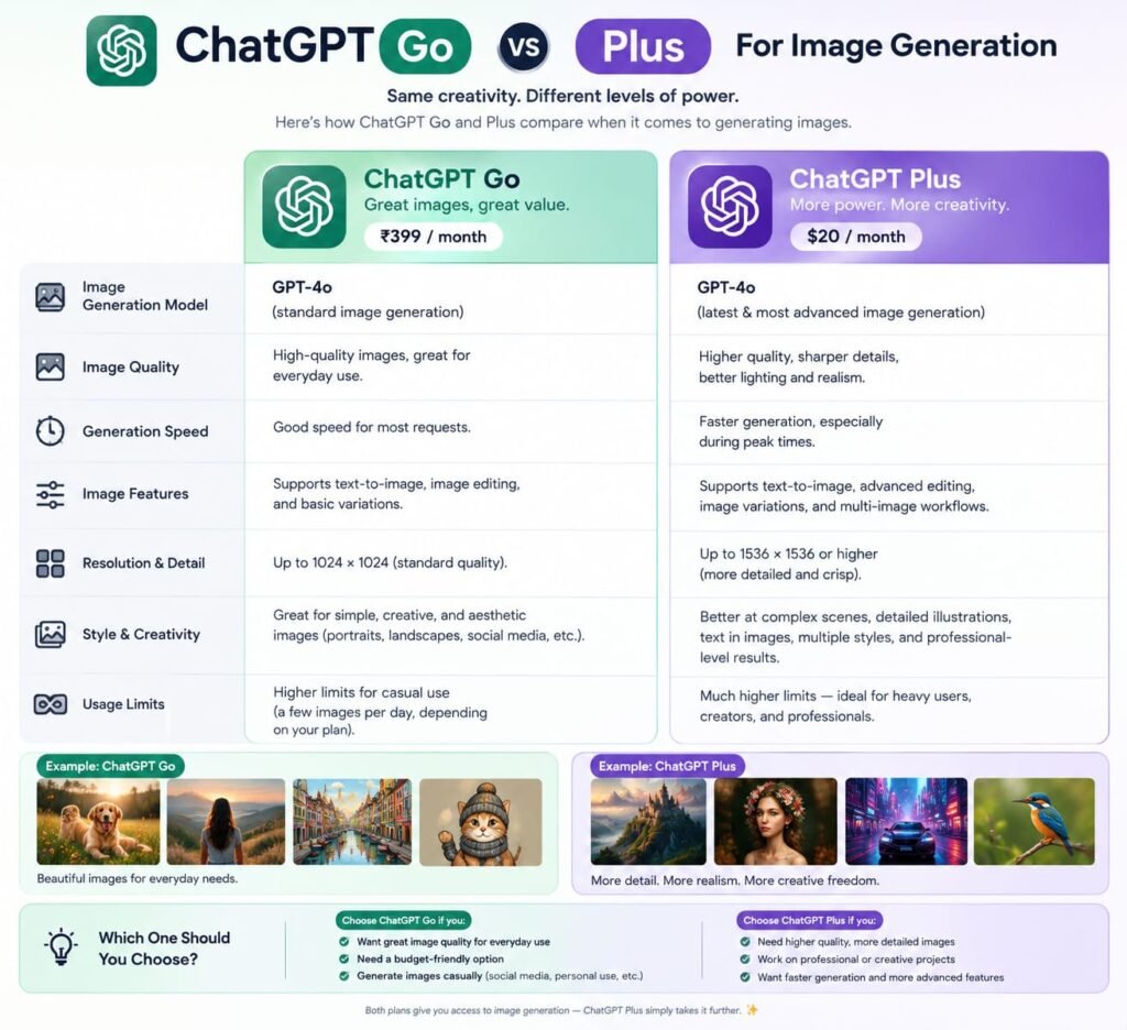 chatgpt go vs plus image generation
