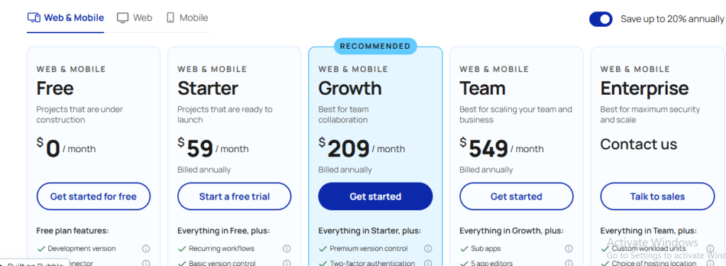 bubble ai pricing
