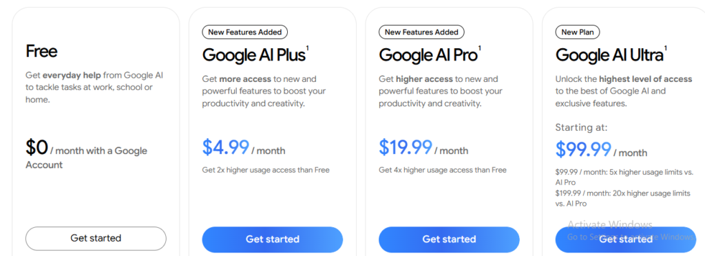 google gemini pricing