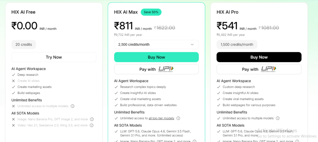 hix ai pricing