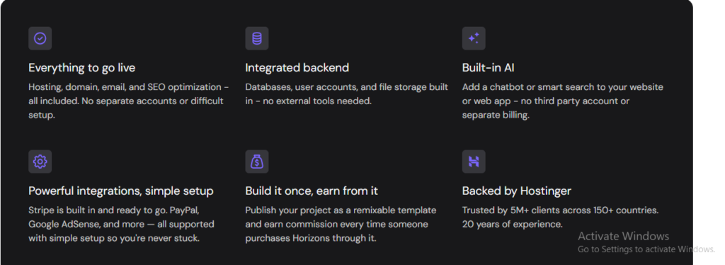 Hostinger ai website builder features